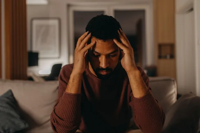 Person suffering from chronic stress and long term exhaustion