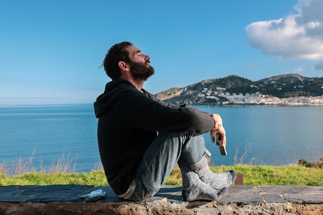 Person reconnecting with self and inner awareness