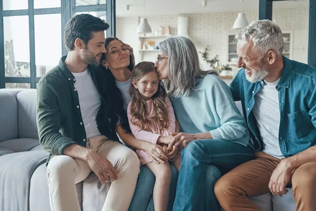 Family members engaging in family communication and sharing thoughts and feelings