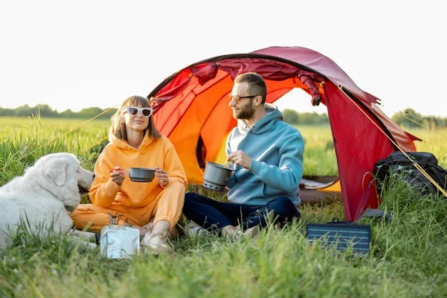 Persons engaging in outdoor activities to relax and reconnect with nature
