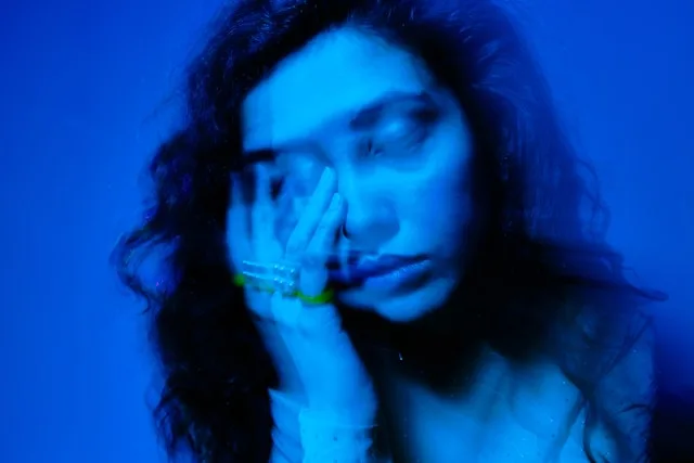 Person stuck in rumination and repetitive thinking