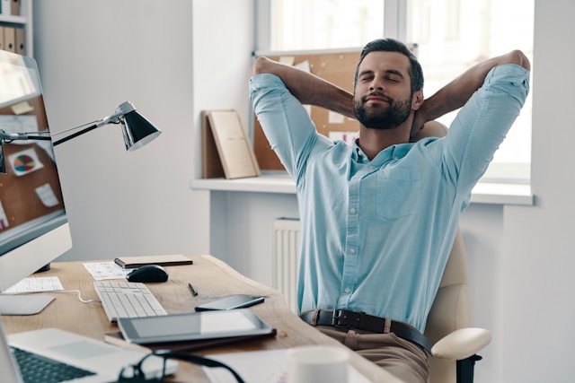 Person using stress management techniques to regain mental balance