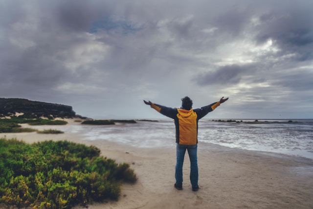 Person starting over and embracing a new beginning after major life changes